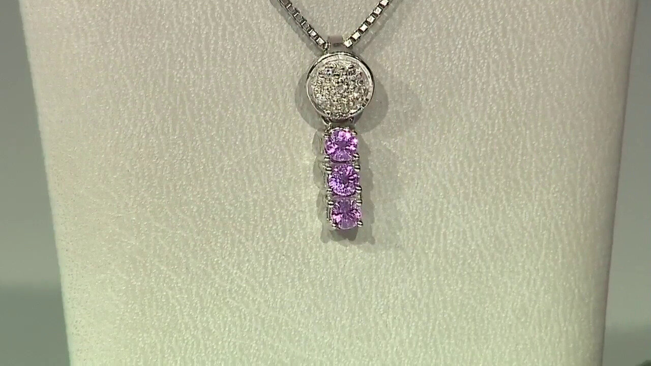 Video Unheated Ceylon Purple Sapphire Silver Pendant