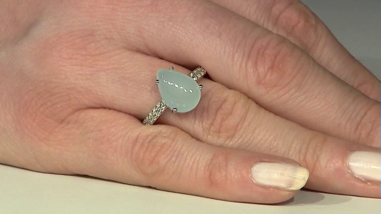 Video Zilveren ring met een Aqua Chalcedoon