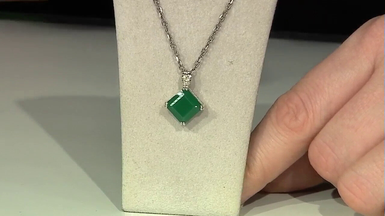 Video Zilveren hanger met een Groene onyx