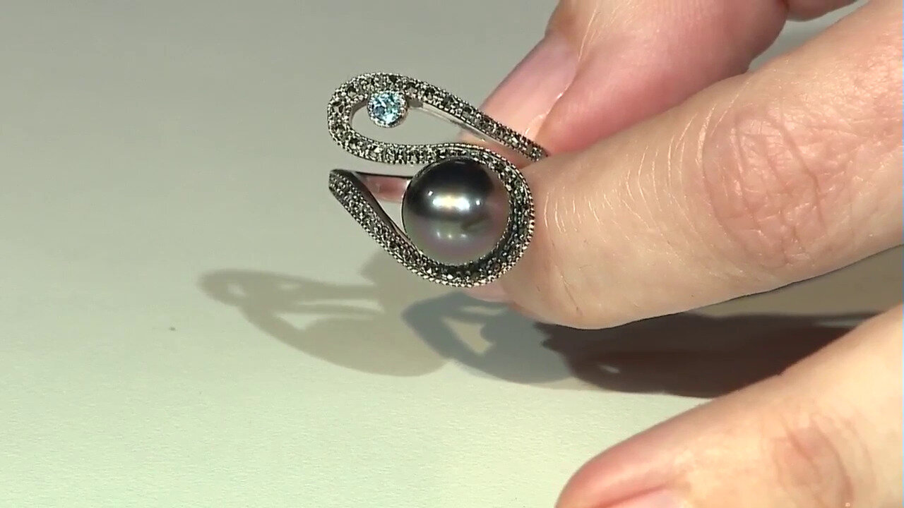 Video Zilveren ring met een Tahiti parel (Annette classic)