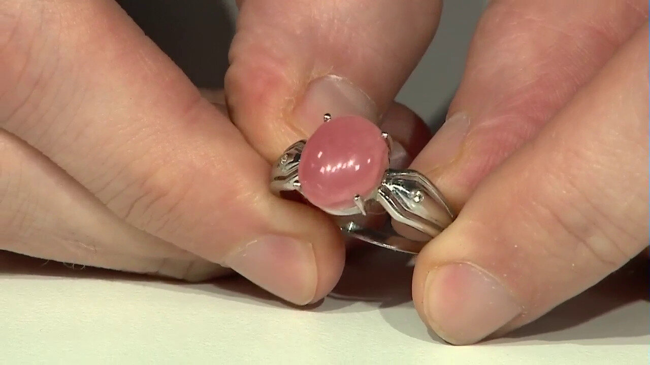 Video Zilveren ring met een rhodochrosiet