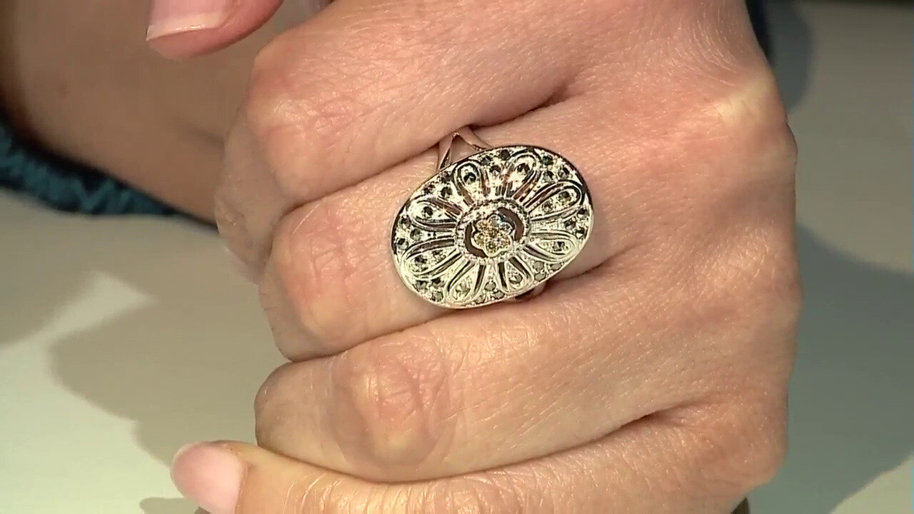 Video Zilveren ring met een SI1 Argyle Rose De France Diamant (Annette classic)