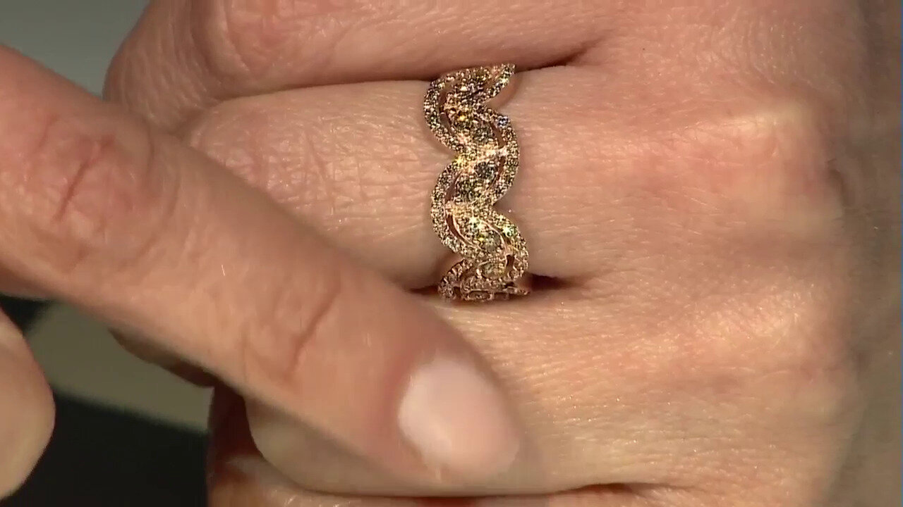 Video 14K SI1 Argyle Rose De France Diamond Gold Ring (Annette)