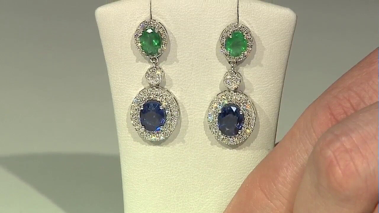 Video 18K Ceylon Blue Sapphire Gold Earrings