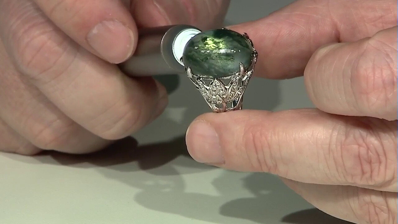 Video Zilveren ring met een Mosagaat