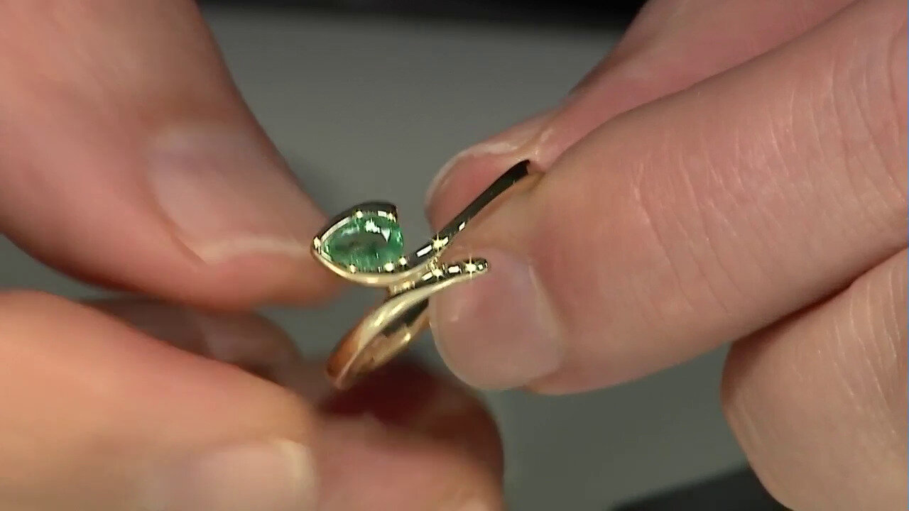 Video Gouden ring met een Colombiaanse smaragd (de Melo)