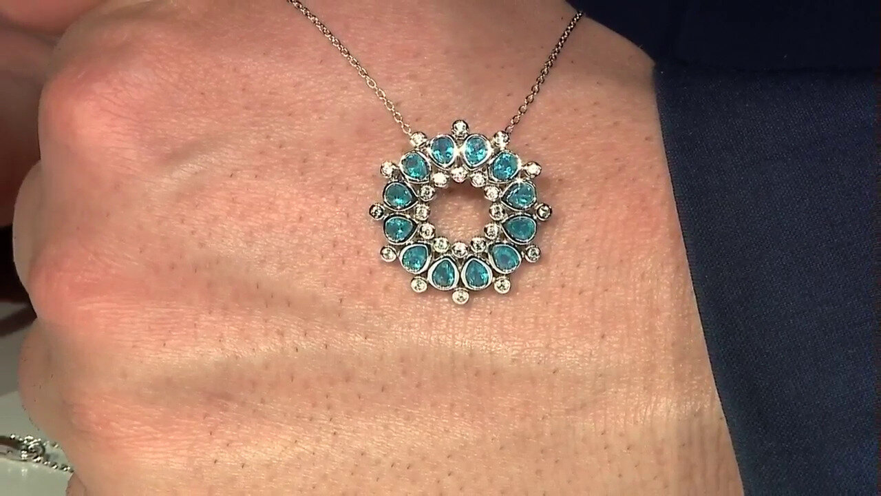 Video Collier en argent et Apatite bleu néon (de Melo)