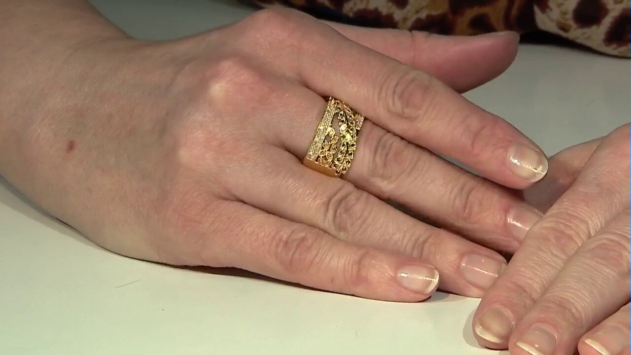 Video Zilveren ring met I3 Gele Diamanten