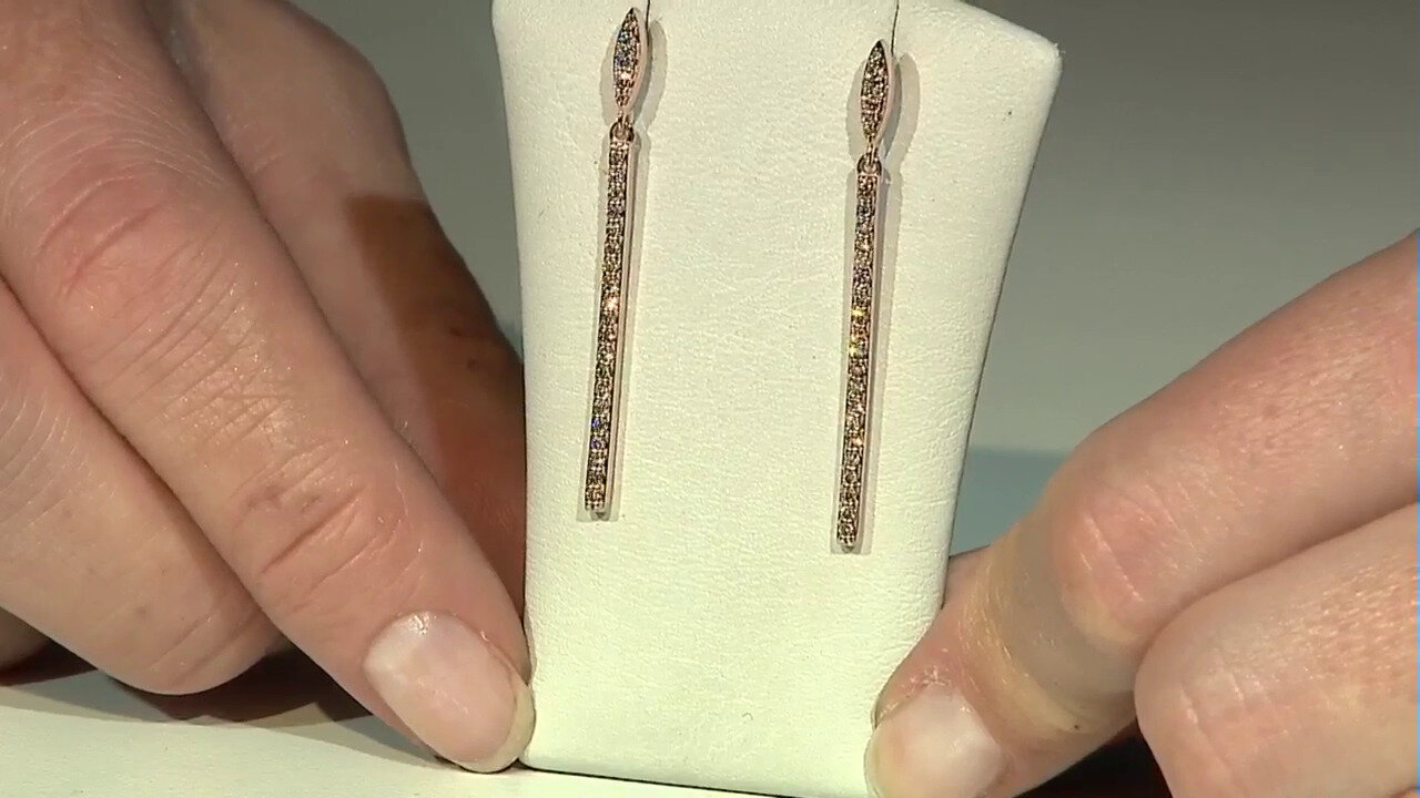 Video Boucles d'oreilles en or et Diamant rose de France SI1 d'Argyle  (Annette)