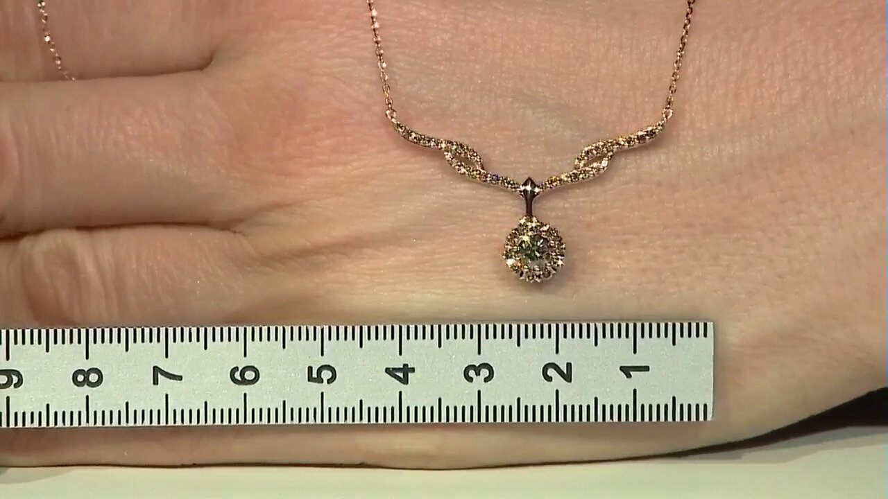 Video 18K VS1 Argyle Rose De France Diamond Gold Necklace (Annette)