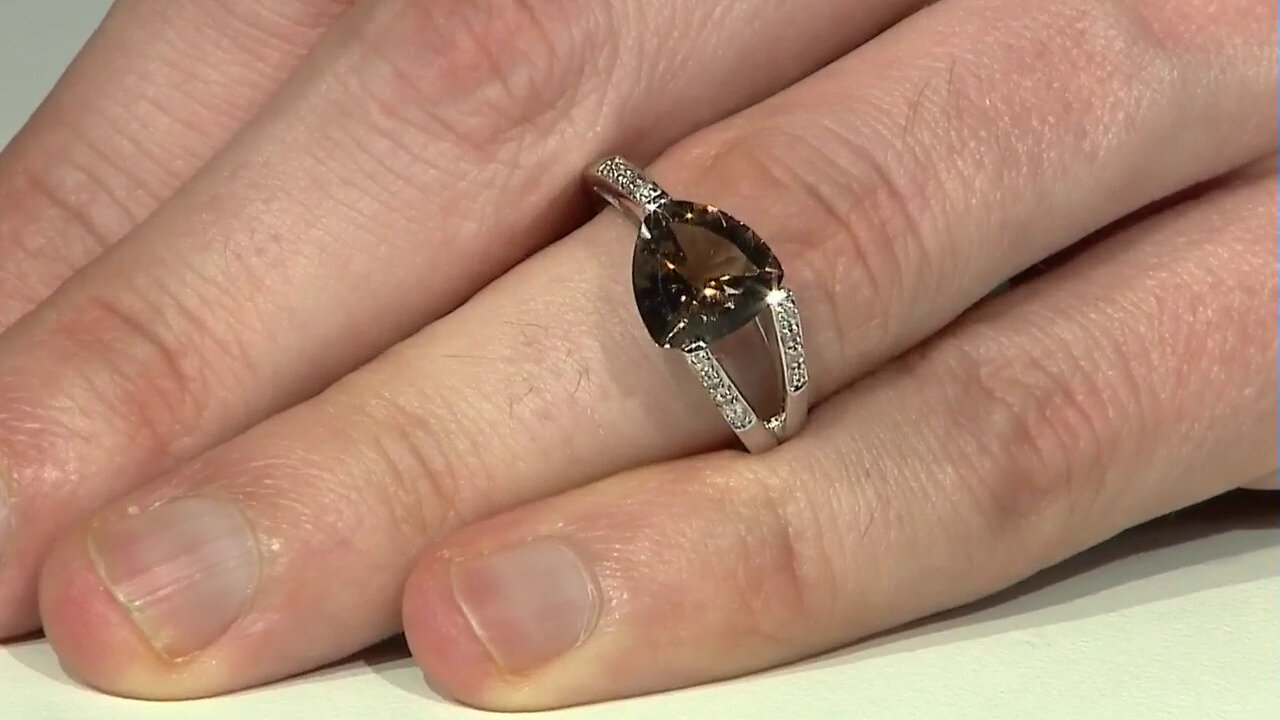 Video Zilveren ring met een rookkwarts