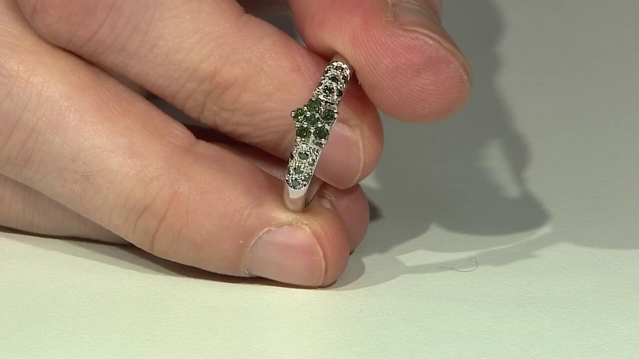 Video Fancy-Diamant-Silberring