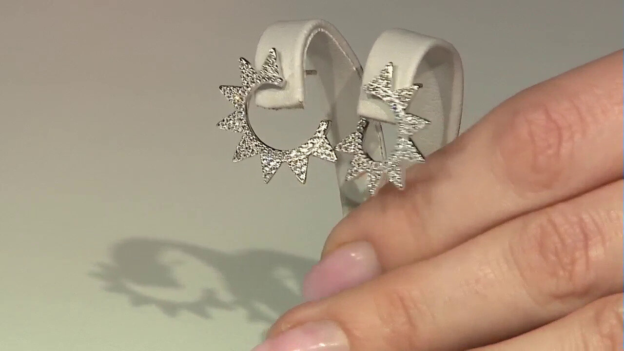 Video Zilveren oorbellen met witte topaasstenen