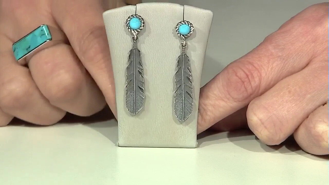 Video Kingman Turquoise Silver Earrings (Desert Chic)