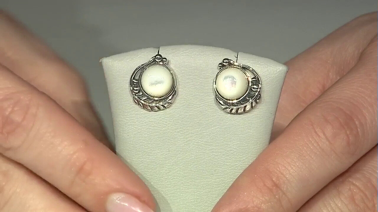 Video Mother of Pearl Silver Earrings (Desert Chic)