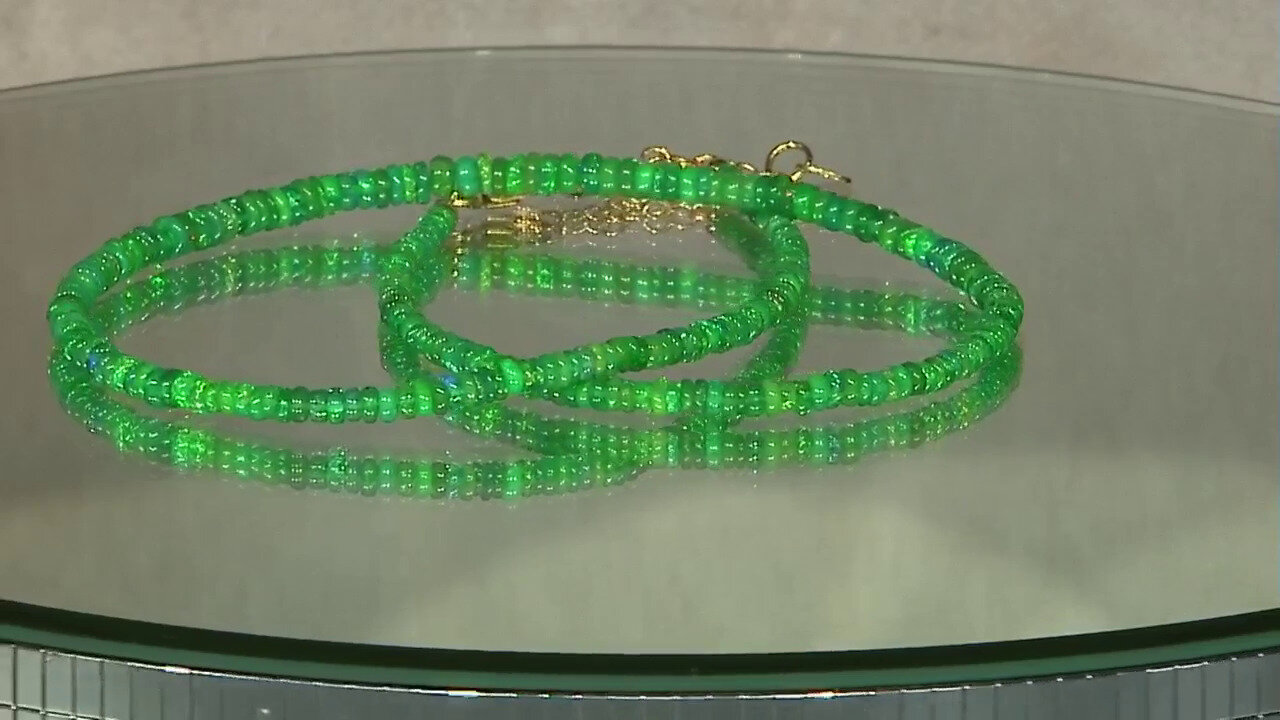 Video Green Ethopian Opal Silver Necklace