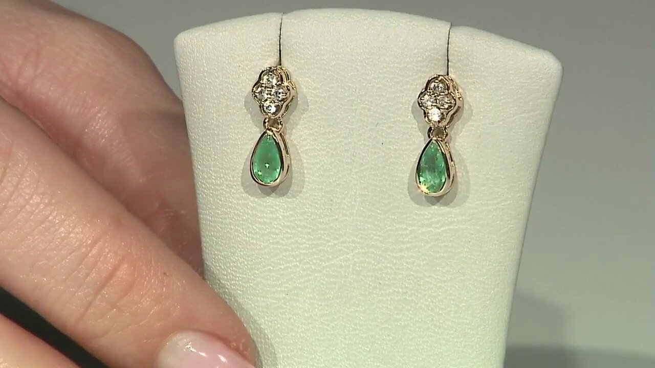 Video 9K Russian Emerald Gold Earrings