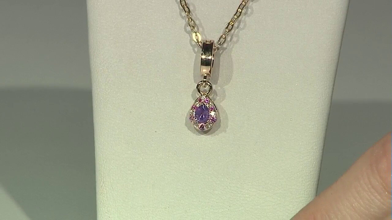 Video 9K Unheated Ceylon Purple Sapphire Gold Pendant