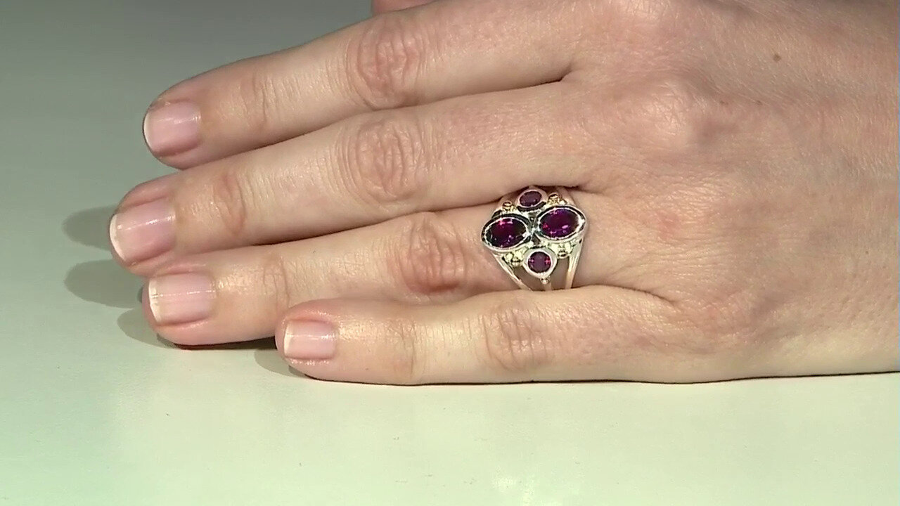 Video Zilveren ring met rhodolieten (Granulieren)
