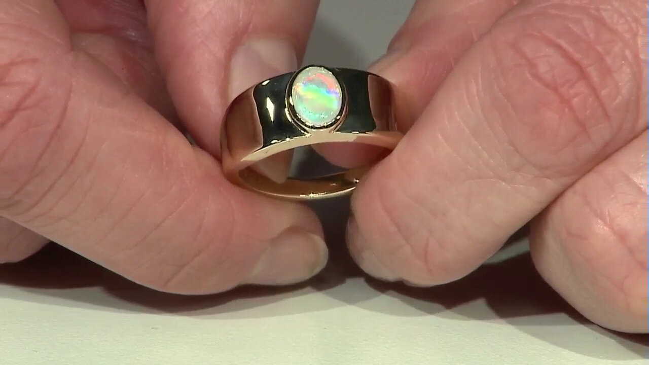 Video Lightning Ridge-Schwarzer Crystal-Opal-Goldring (Mark Tremonti)