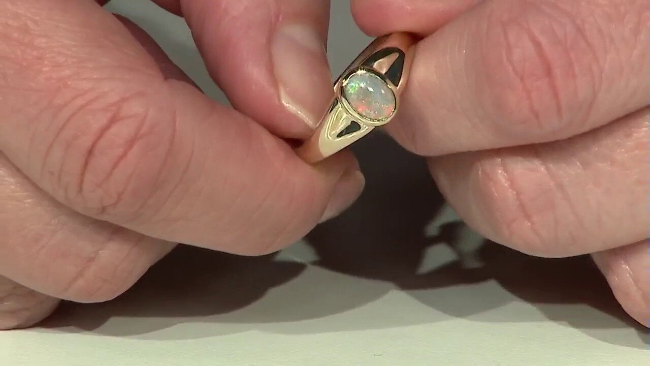 Video Lightning Ridge-Schwarzer Crystal-Opal-Goldring (Mark Tremonti)