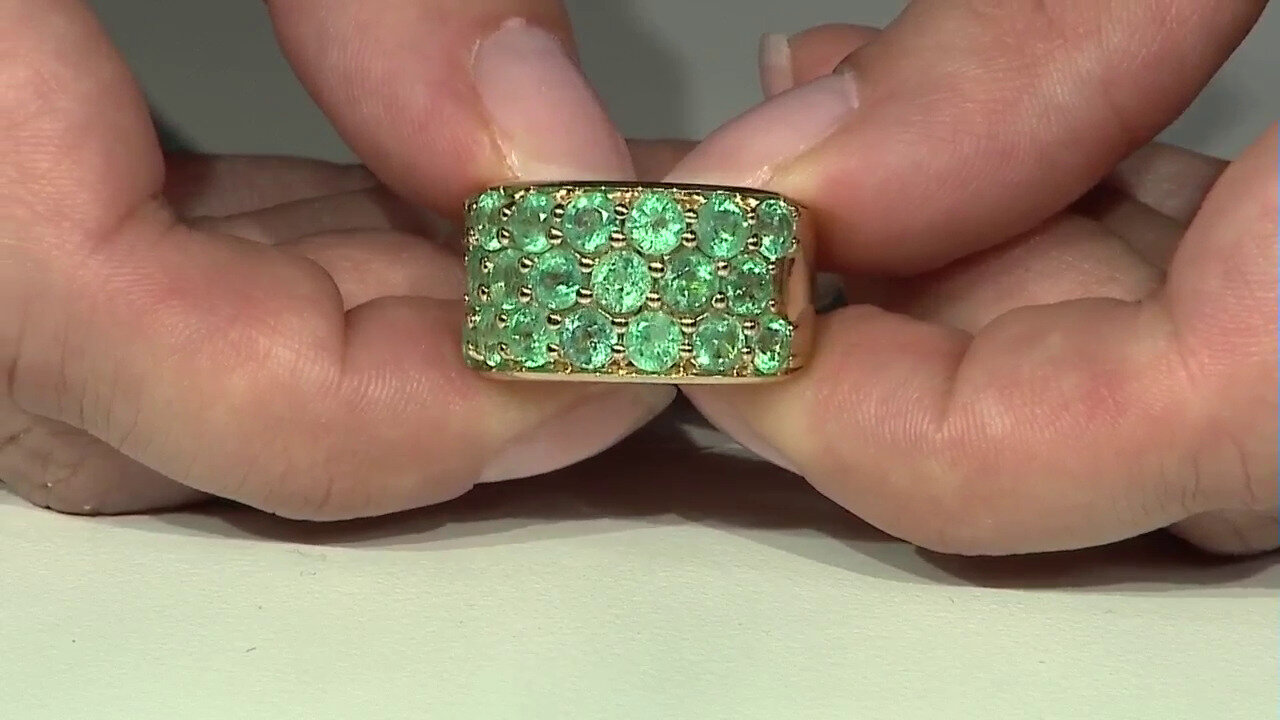 Video 9K AAA Zambian Emerald Gold Ring (de Melo)