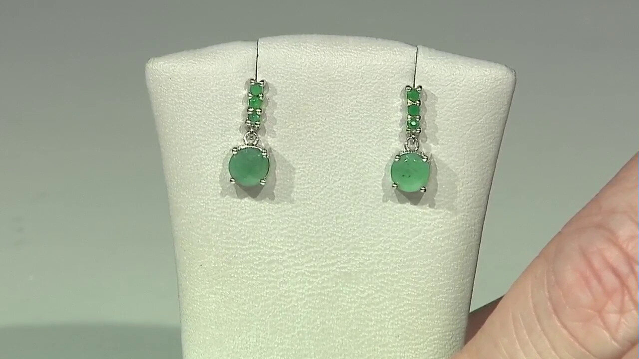 Video Brazilian Emerald Silver Earrings
