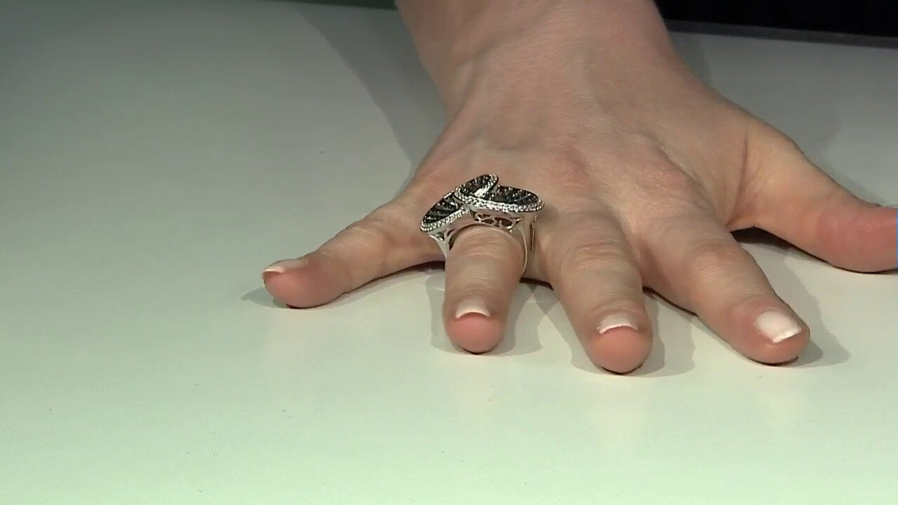 Video Zilveren ring met zwarte spinelstenen (Dallas Prince Designs)