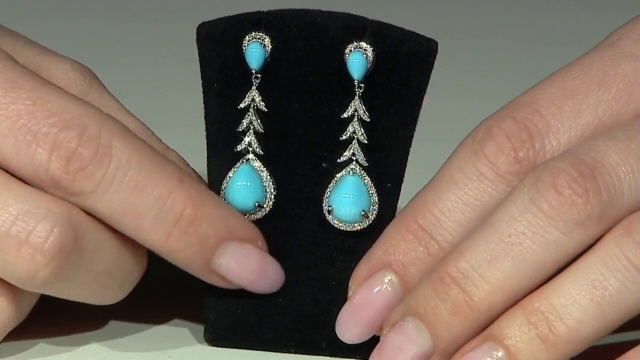 Video 14K Sleeping Beauty Turquoise Gold Earrings (CIRARI)