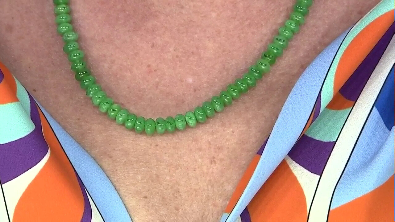 Video Collar en plata con Cuarzo verde musgo