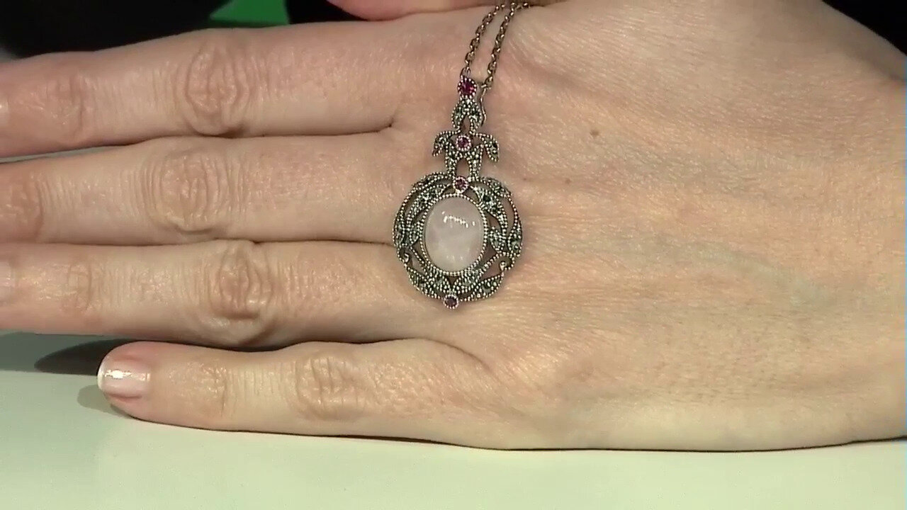 Video Rose Quartz Silver Pendant (Annette classic)