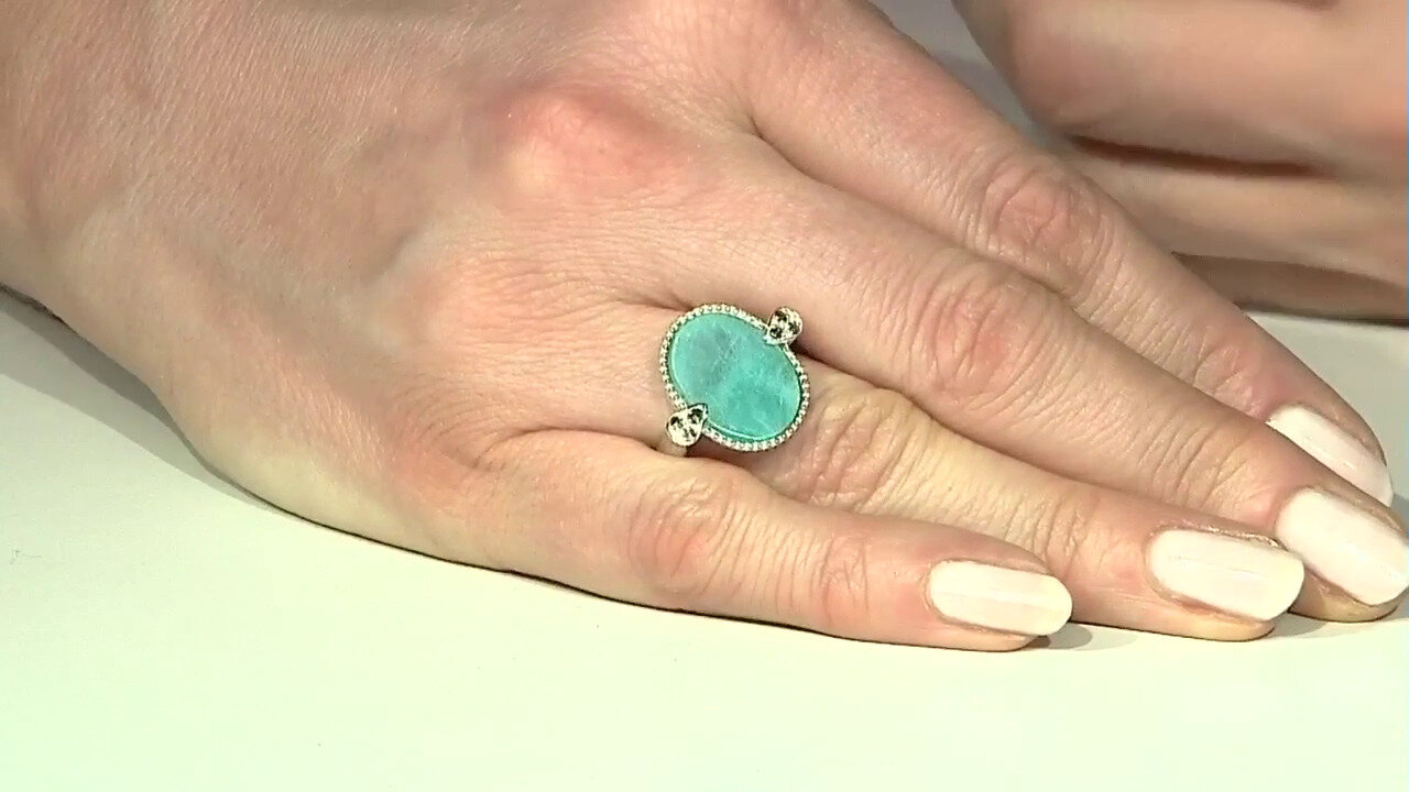 Video Zilveren ring met een amazoniet (Annette classic)