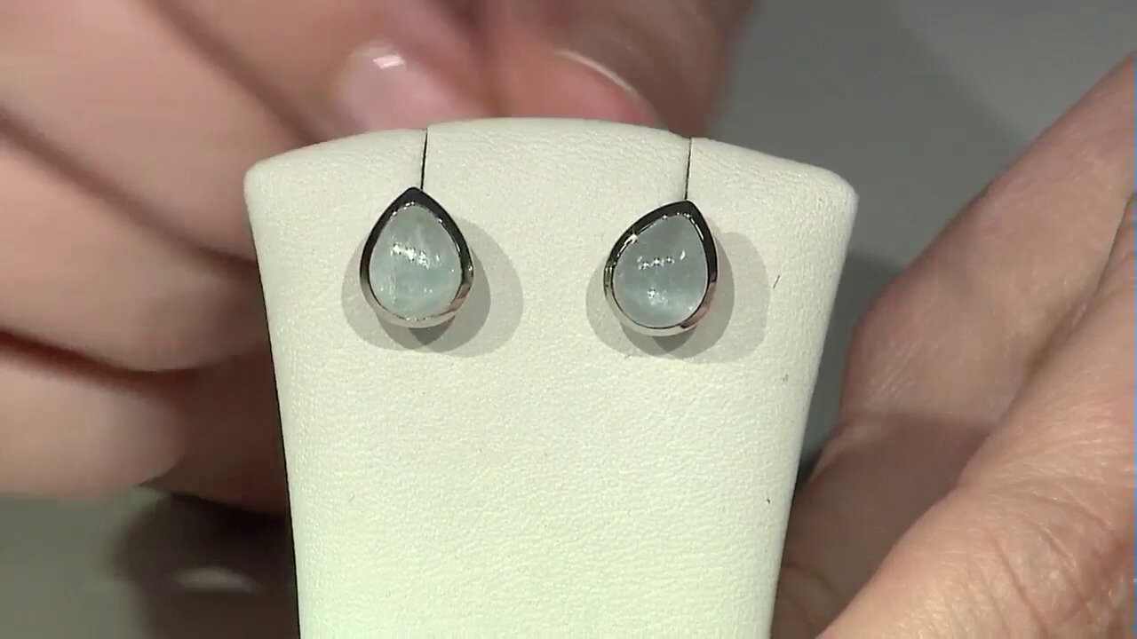 Video Zilveren oorbellen met aquamarijnstenen