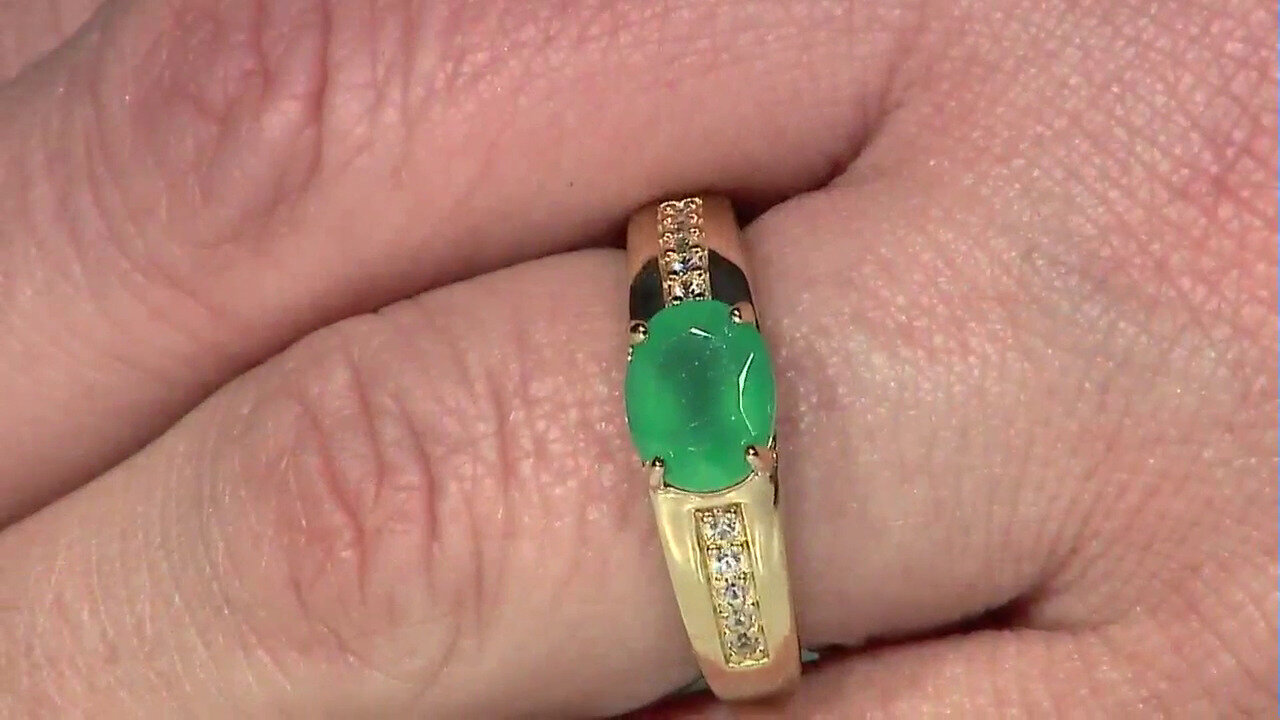 Video Zilveren ring met een groene agaat