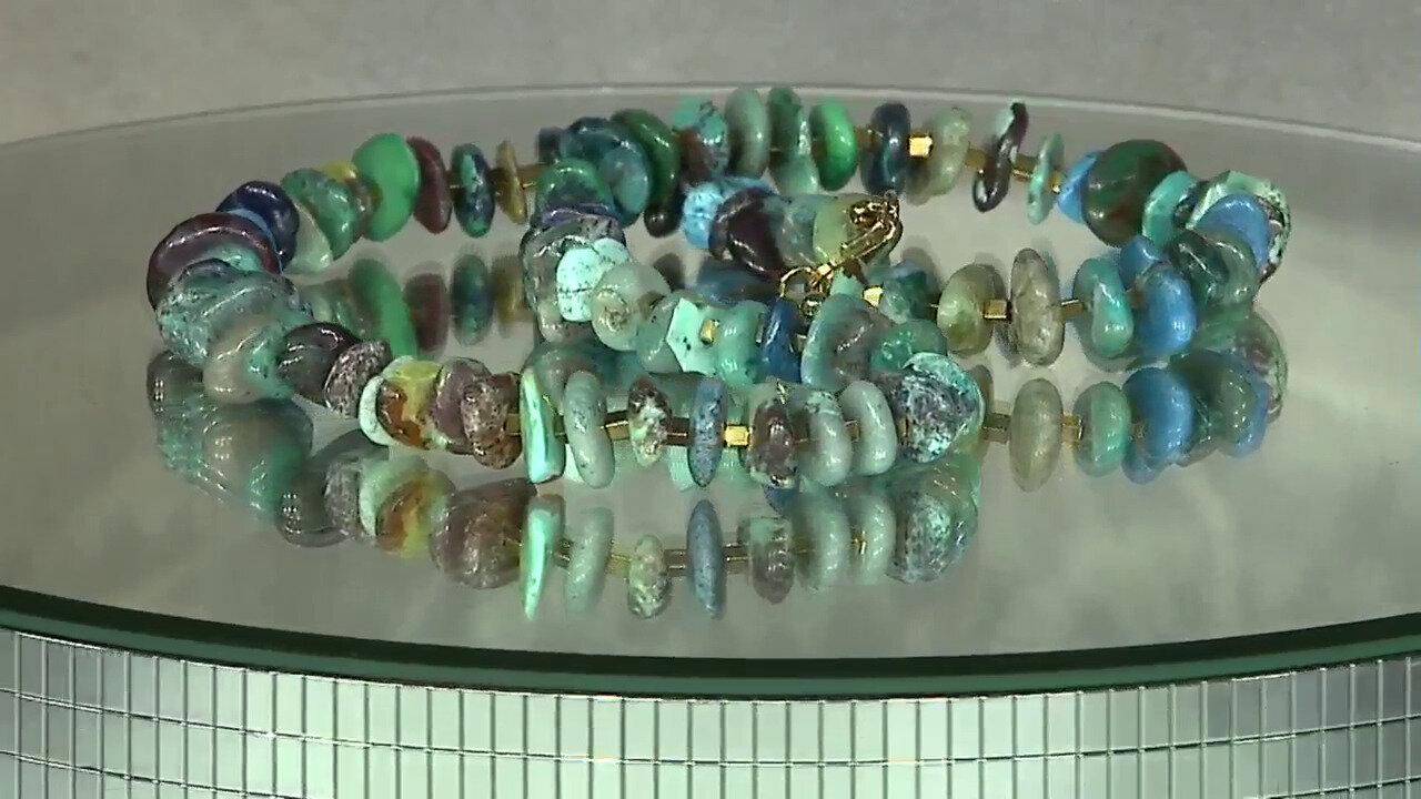 Video Zilveren halsketting met chrysokollen (Riya)