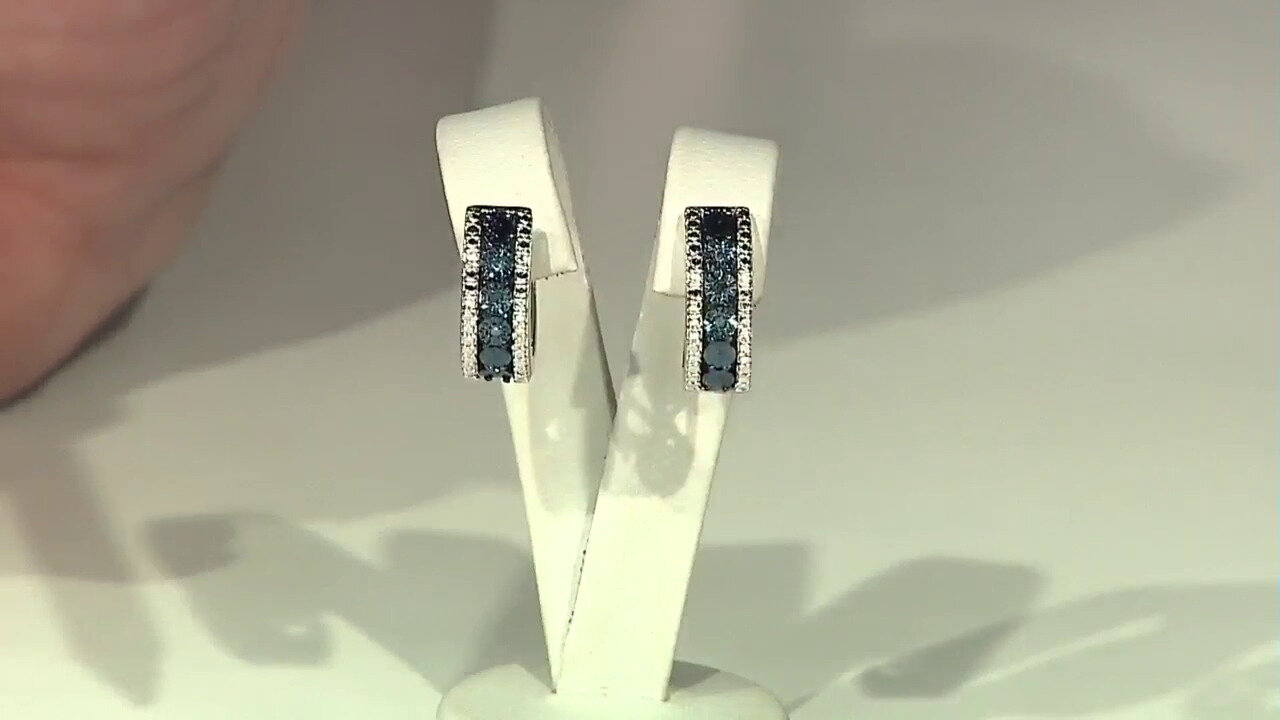 Video I3 Blue Diamond Silver Earrings