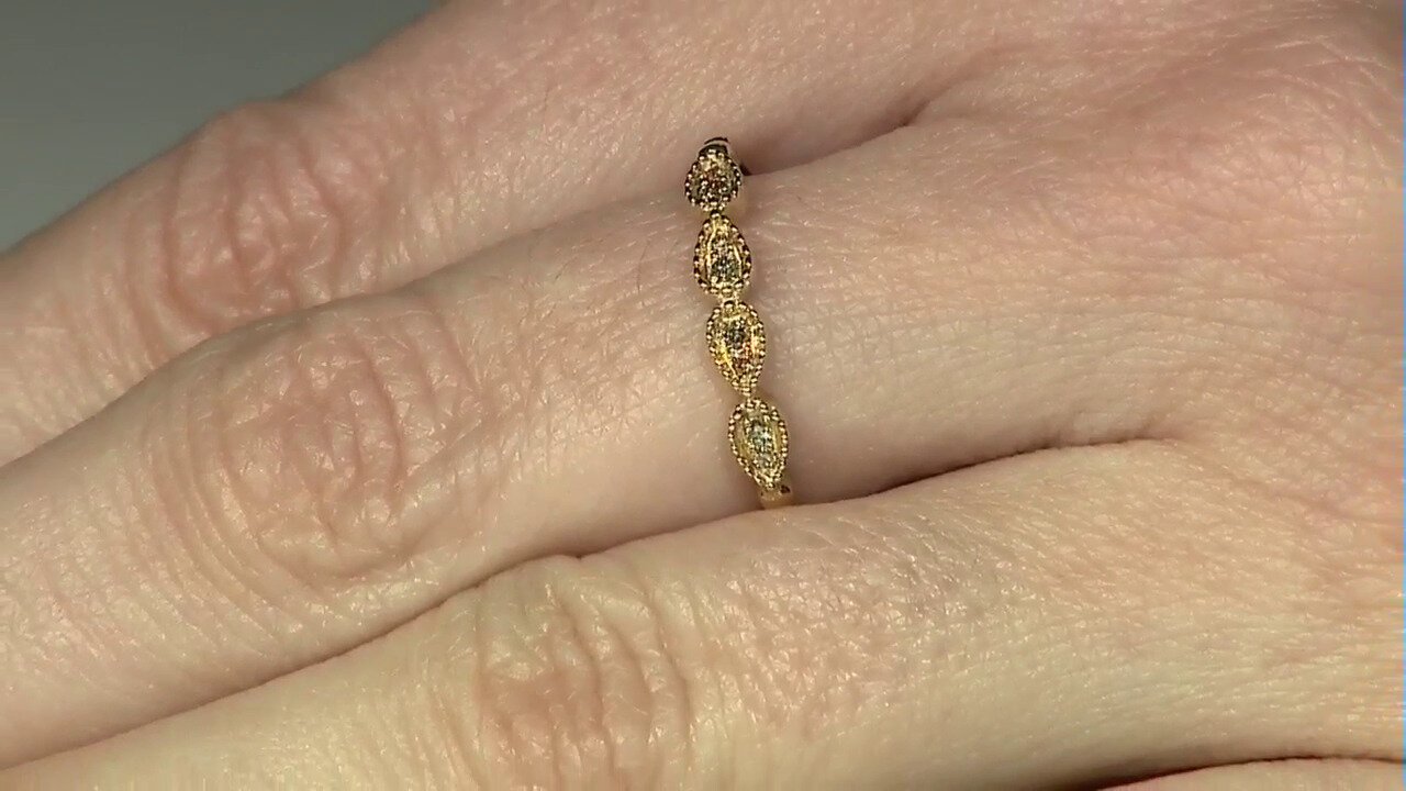 Video 9K SI1 Argyle Rose De France Diamond Gold Ring (Annette)