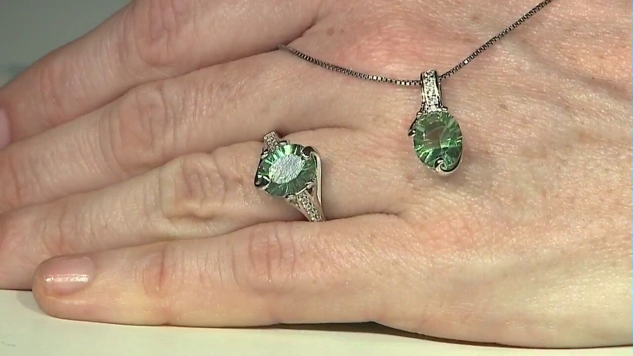 Video Zilveren ring met een Groene Fluoriet