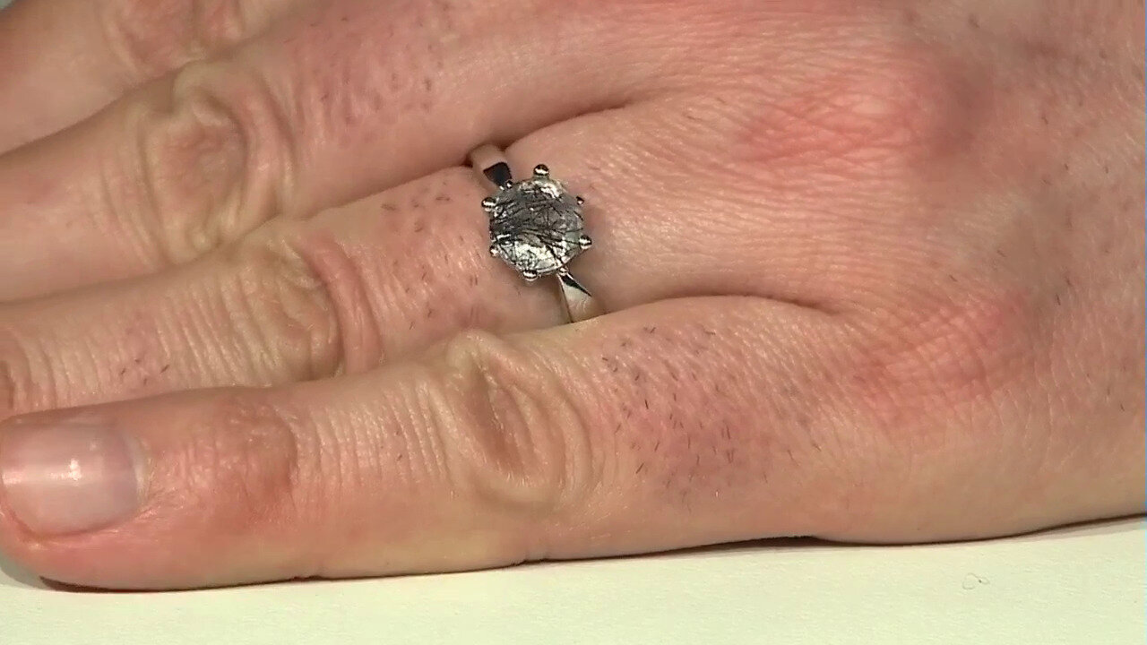 Video Anillo en plata con Cuarzo rutilado negro