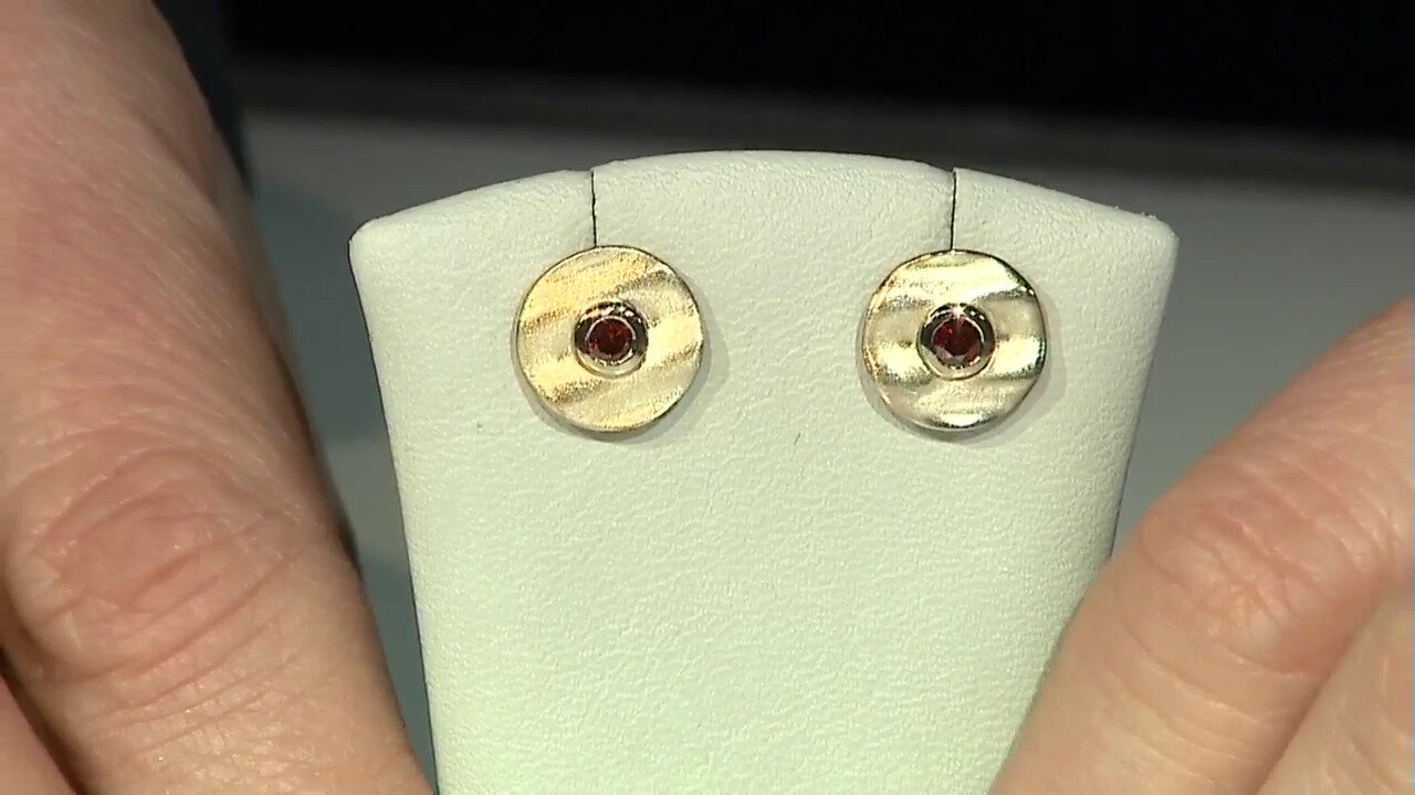 Video I2 Red Diamond Silver Earrings