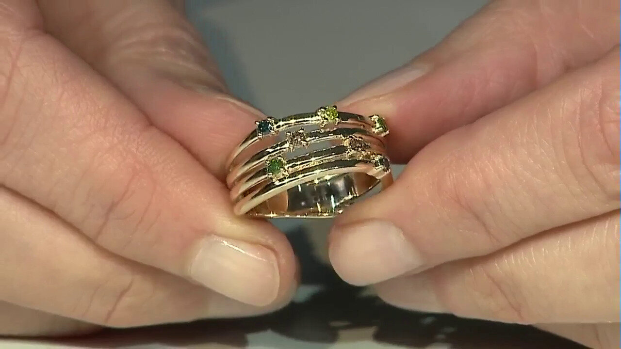 Video Gouden ring met blauwe SI1 diamanten