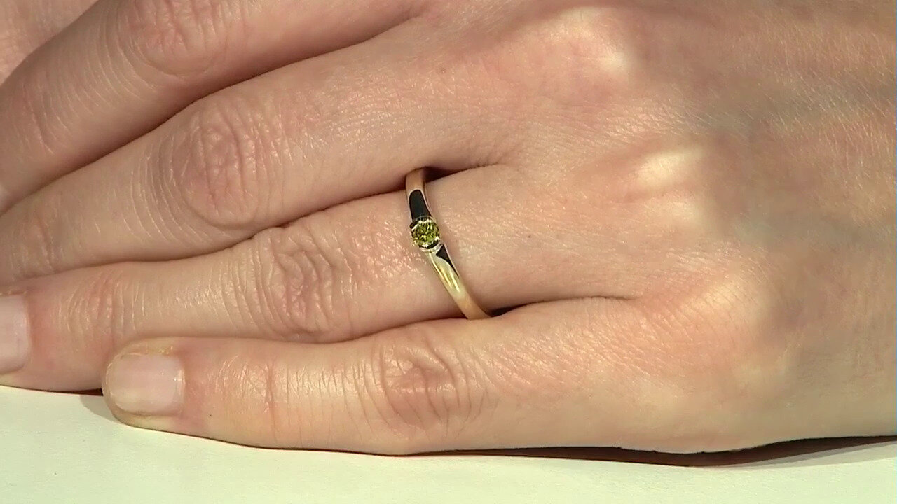 Video Gouden ring met een I1 Gele DIamant