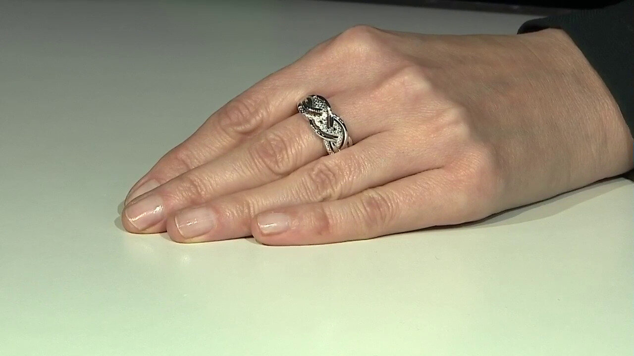 Video Zilveren ring met I3 (I) Diamanten