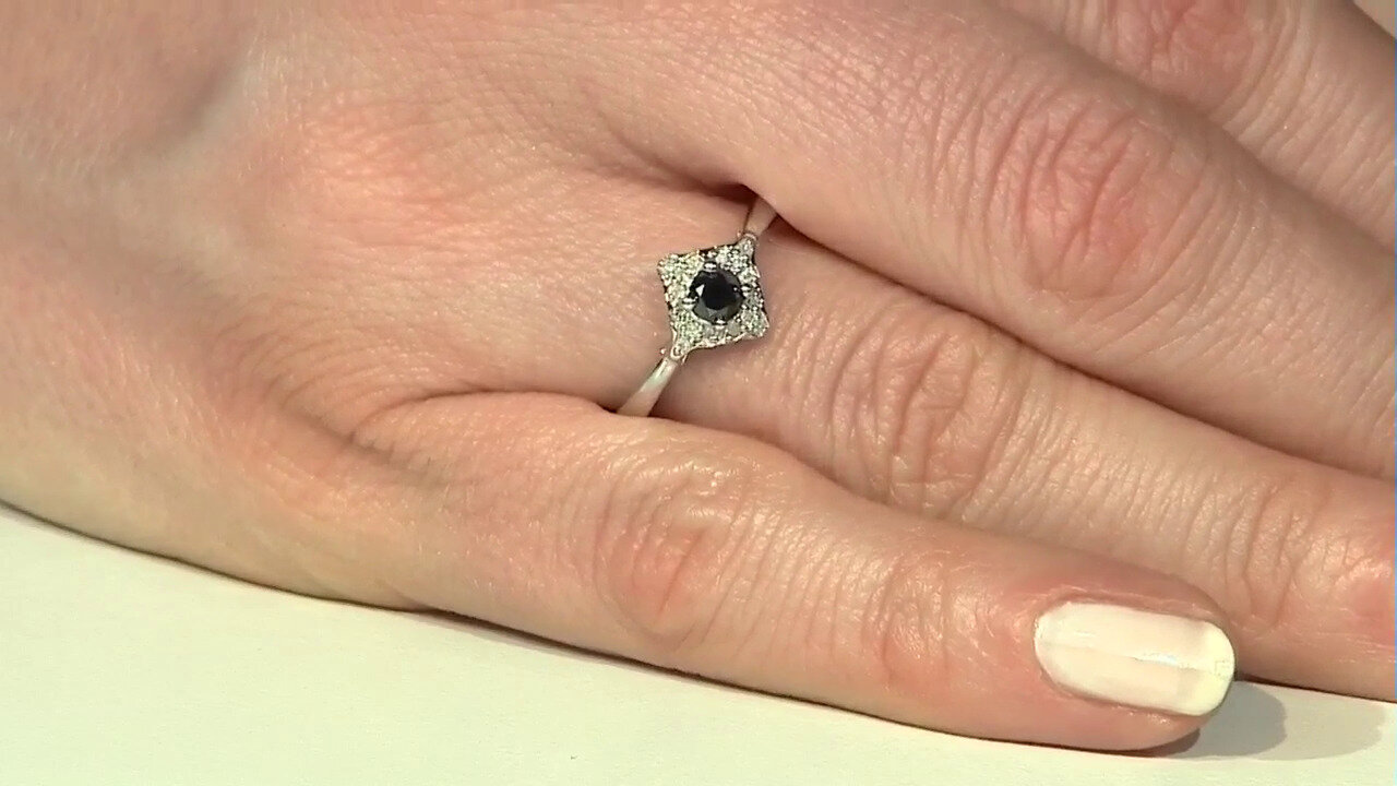 Video Black Diamond Silver Ring