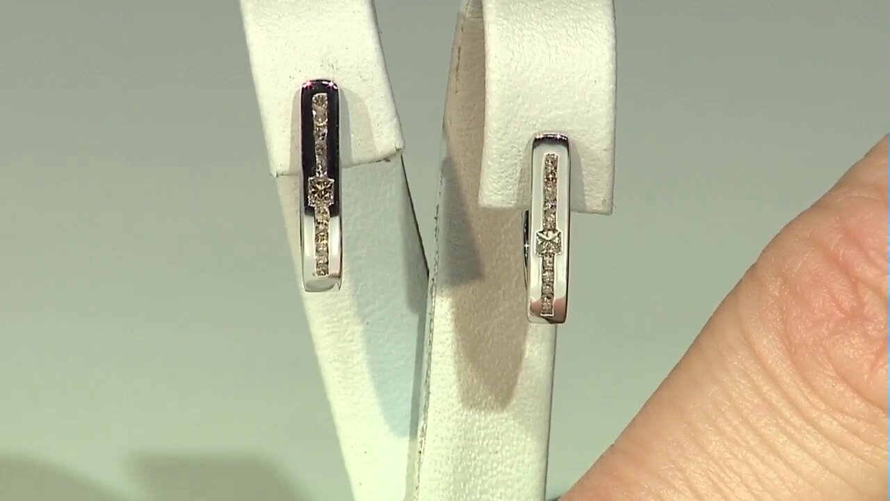 Video Zilveren oorbellen met I2 Bruine Diamanten