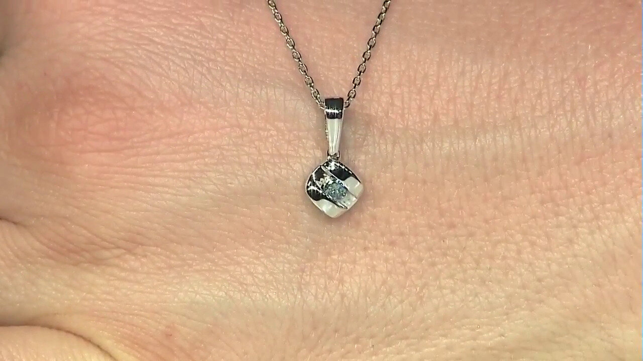 Video Zilveren halsketting met een I2 Blauwe Diamant