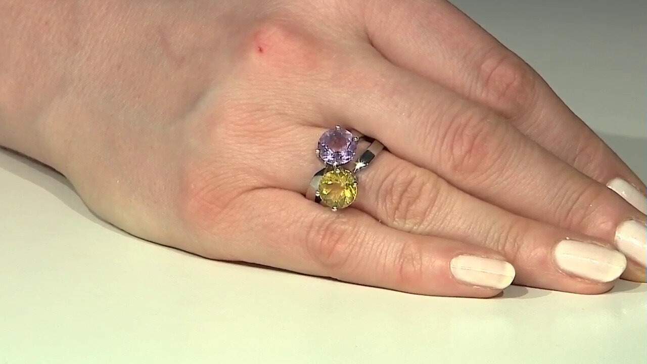Video Zilveren ring met een Paarse Fluoriet