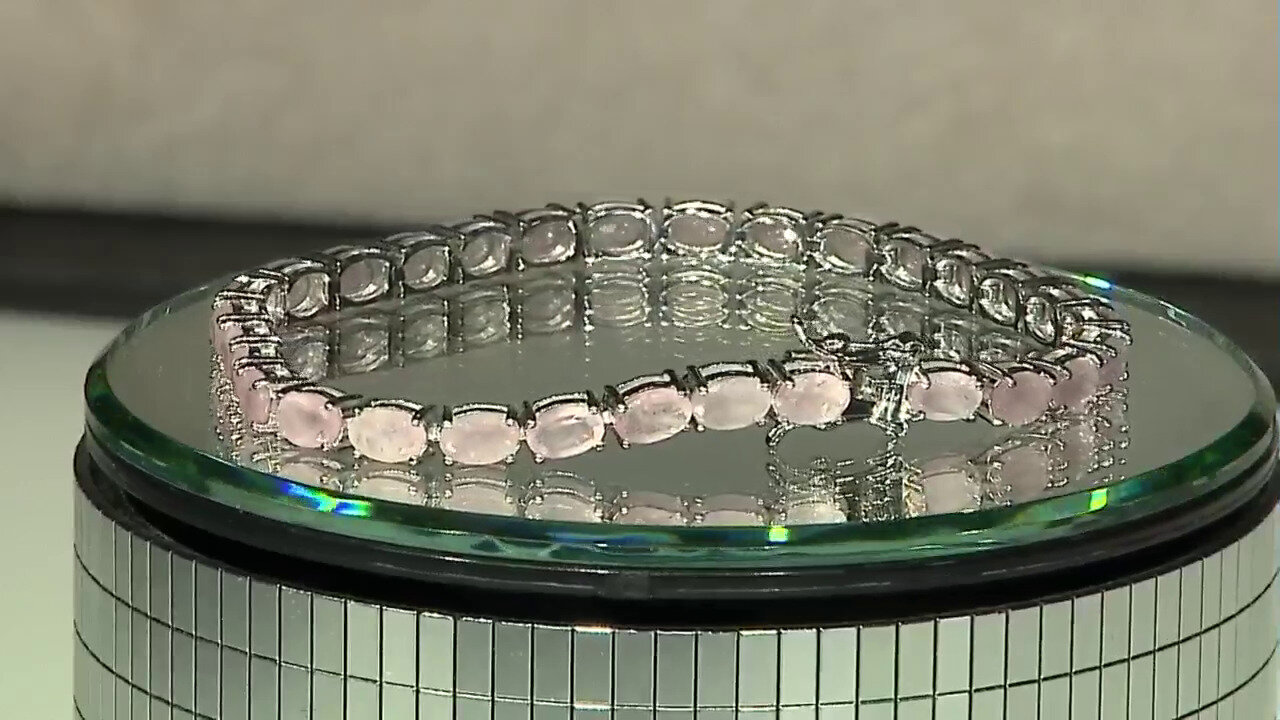 Video Zilveren armband met rozen kwartskristallen