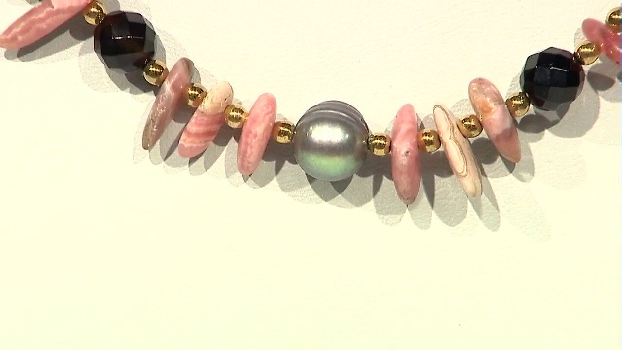 Video Black Freshwater Pearl Silver Necklace (Riya)