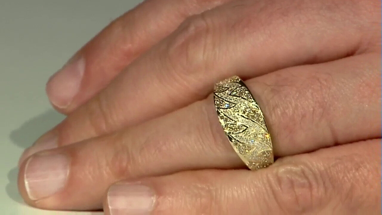 Video 9K I2 Champagne Diamond Gold Ring (de Melo)